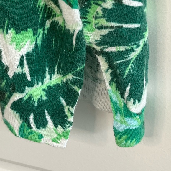 Talbots Isle Fronds V-neck Print Cotton Sweater 3/4 Sleeve Green Tropical 3X - Picture 6 of 15